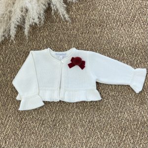 CARDIGAN PANNA CON FIOCCHETTO IN VELLUTO