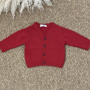 CARDIGAN IN LANA CON BOTTONE A CONTRASTO