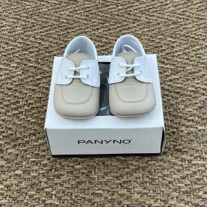 SCARPETTA CULLA CON LACCI BEIGE IN PELLE
