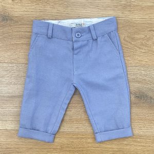 PANTALONE MISTO LINO AZZURRO POLVERE