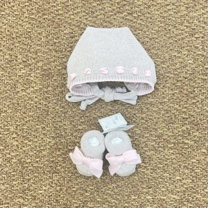 CUFFIETTA + BABBUCCE IN PURA LANA MIELE E ROSA