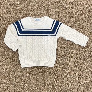 MAGLIONCINO CON TRECCE BEIGE E BLU