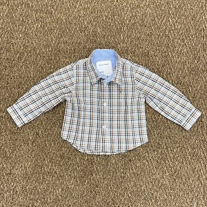 CAMICIA A QUADRETTI BEIGE MARRONE BLU E PANNA