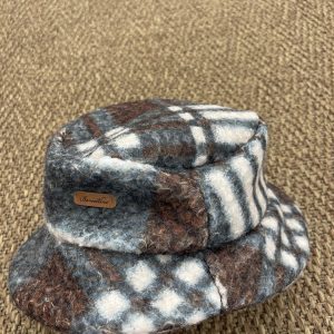 CAPPELLO IN TARTAN VERDE PETROLIO PANNA E MARRONE