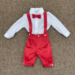COMPLETO TRE PEZZI IN VELLUTO ROSSO